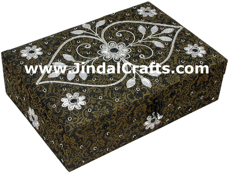 Hand Embroidered Designer Jewelry Box Handicraft India