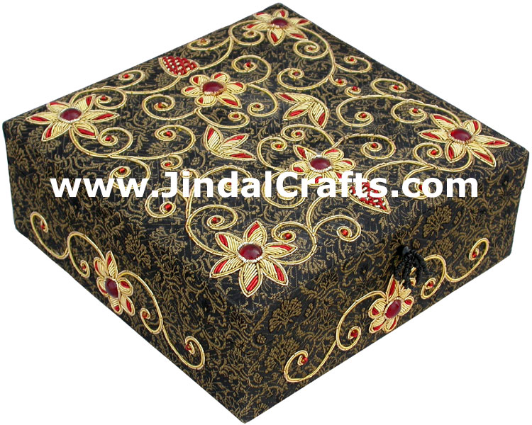 Hand Embroidered Designer Jewelry Box Handicraft India