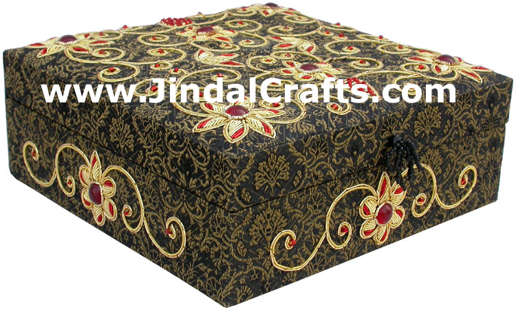 Hand Embroidered Designer Jewelry Box Handicraft India
