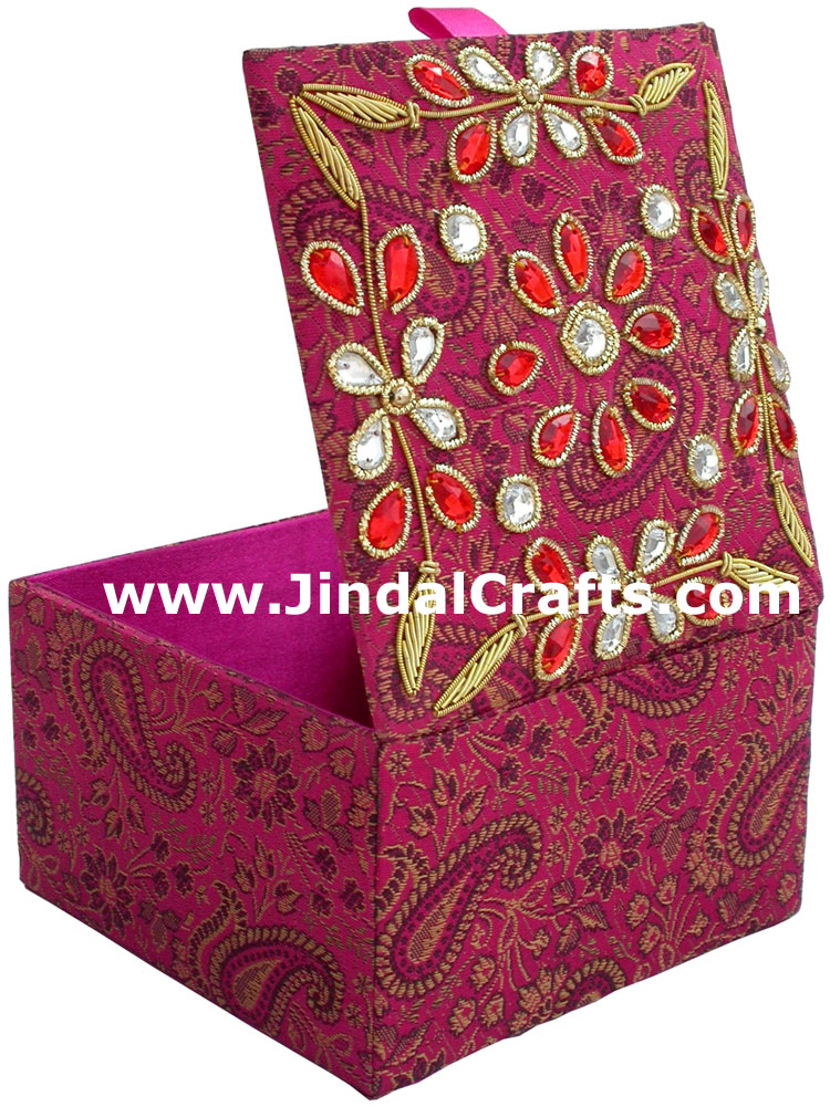 Beaded Box Wedding Gift Hand Embroidered India Crafts