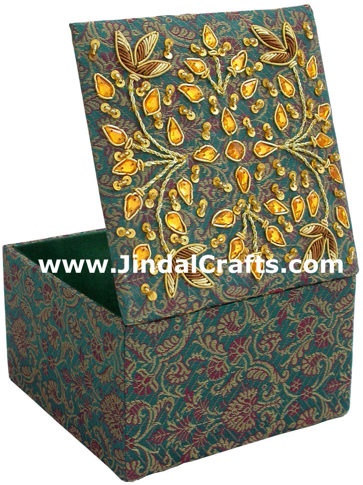 Wedding Invitation Box Jari Hand Embroidered Handicraft