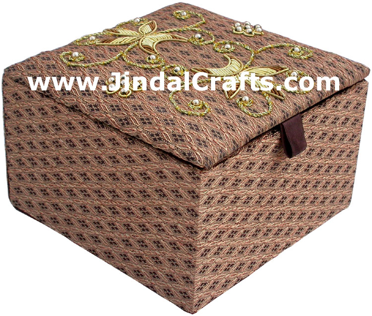 Wedding Invitation Box Jari Hand Embroidered Handicraft