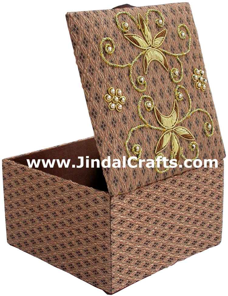 Wedding Invitation Box Jari Hand Embroidered Handicraft