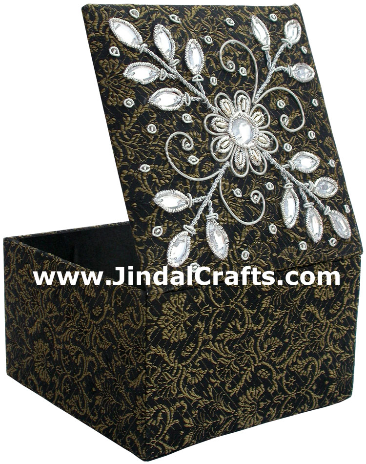 Wedding Invitation Box Jari Hand Embroidered Handicraft