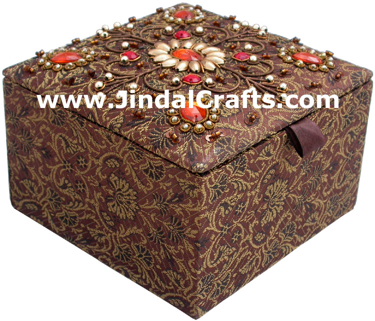 Wedding Invitation Box Jari Hand Embroidered Handicraft