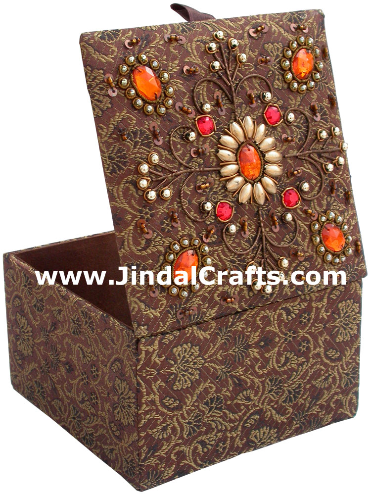 Wedding Invitation Box Jari Hand Embroidered Handicraft