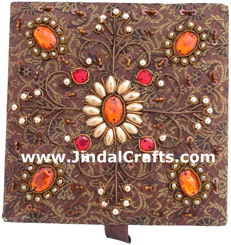 Wedding Invitation Box Jari Hand Embroidered Handicraft