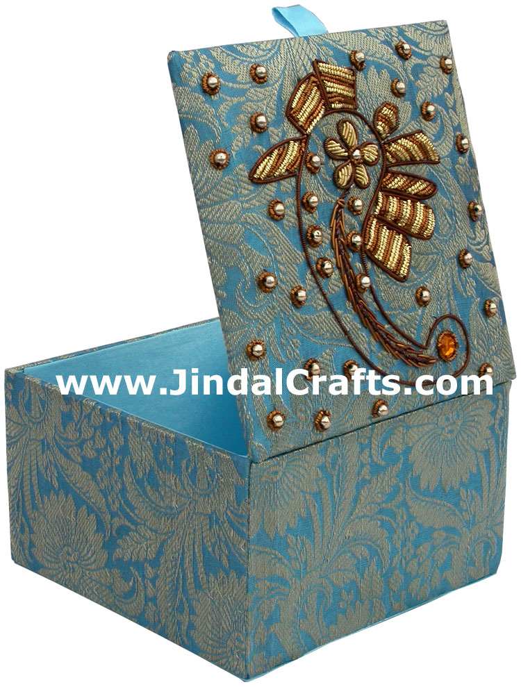 Wedding Invitation Box Jari Hand Embroidered Handicraft