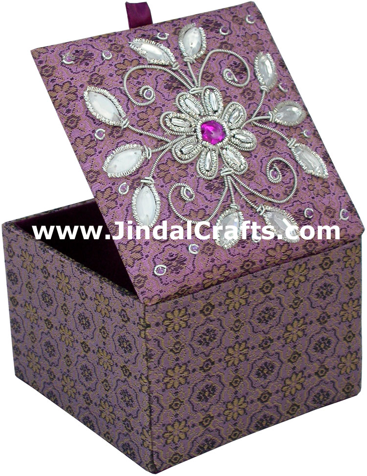 Wedding Invitation Box Jari Hand Embroidered Handicraft