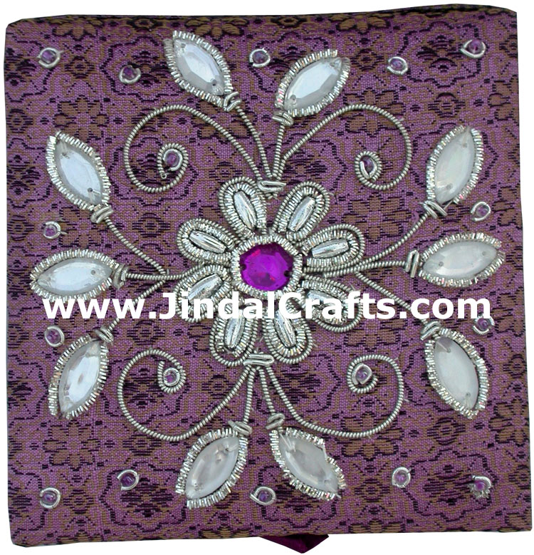 Wedding Invitation Box Jari Hand Embroidered Handicraft