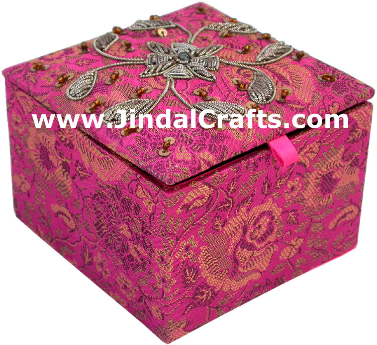 Wedding Invitation Box Jari Hand Embroidered Handicraft