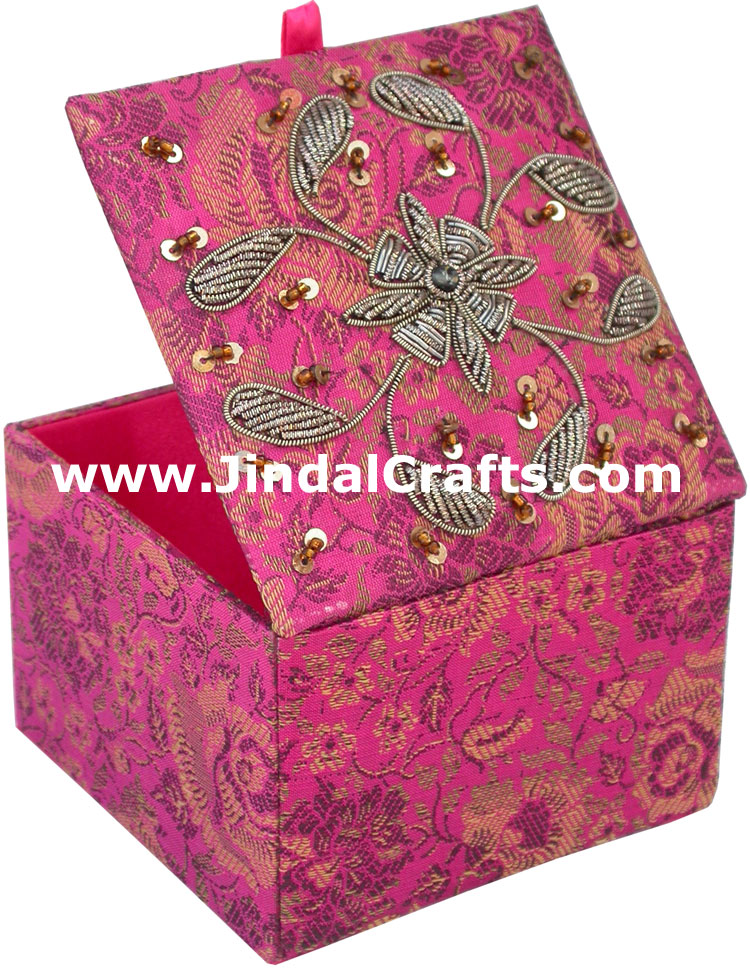 Wedding Invitation Box Jari Hand Embroidered Handicraft