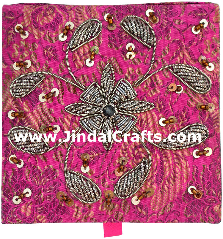 Wedding Invitation Box Jari Hand Embroidered Handicraft
