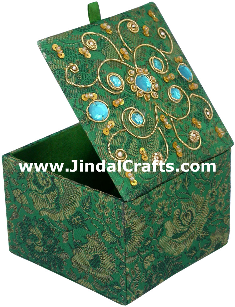 Wedding Invitation Box Jari Hand Embroidered Handicraft