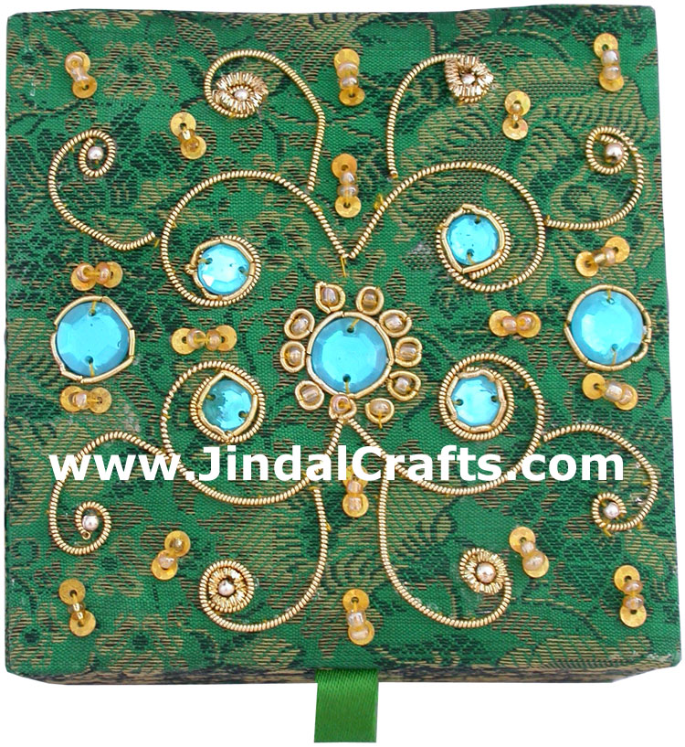 Wedding Invitation Box Jari Hand Embroidered Handicraft