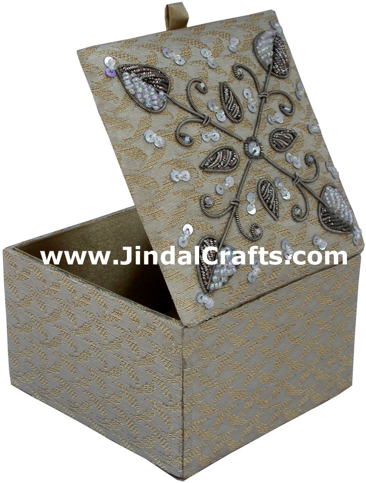 Wedding Invitation Box Jari Hand Embroidered Handicraft