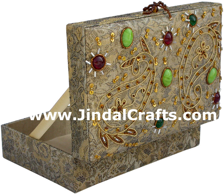 Wedding Invitation Box Jari Hand Embroidered Handicraft