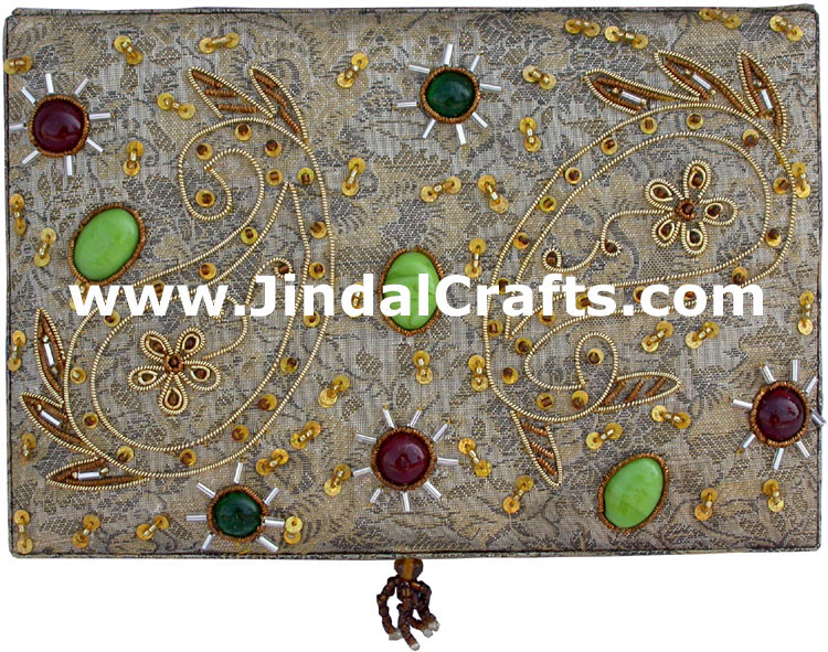 Wedding Invitation Box Jari Hand Embroidered Handicraft