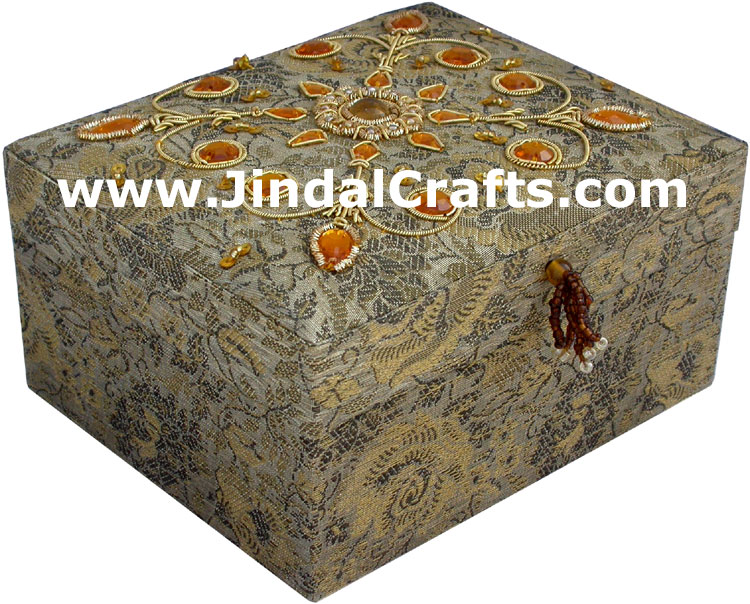 Wedding Invitation Box Jari Hand Embroidered Handicraft