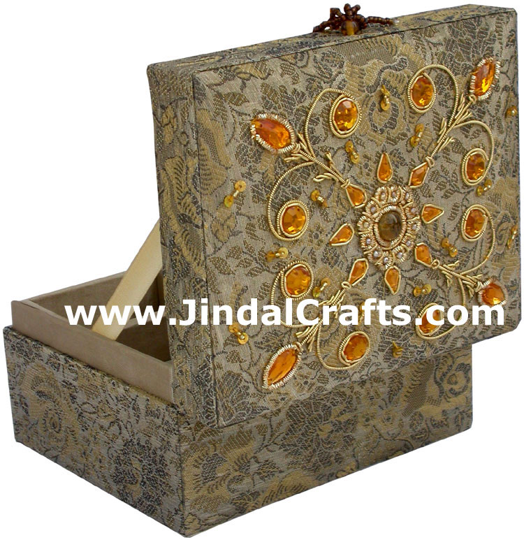 Wedding Invitation Box Jari Hand Embroidered Handicraft