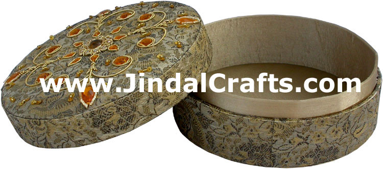 Wedding Invitation Box Jari Hand Embroidered Handicraft