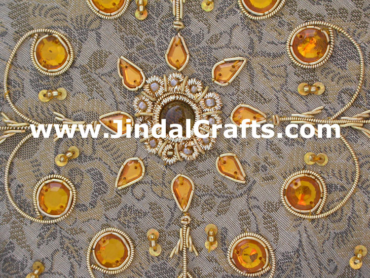 Wedding Invitation Box Jari Hand Embroidered Handicraft