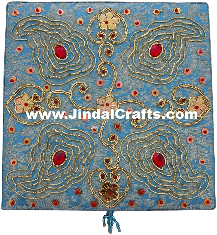 Colourful Hand Embroidered Designer Jewellery Box Indian Handicrafts Gift