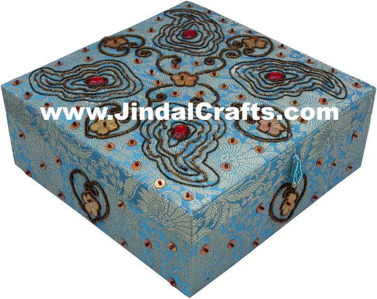 Colourful Hand Embroidered Designer Jewellery Box Indian Handicrafts Gift