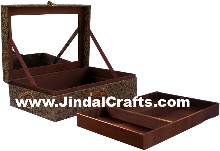 Colourful Hand Embroidered Designer Jewellery Box Indian Handicrafts Gifts Craft