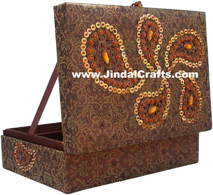 Colourful Hand Embroidered Designer Jewellery Box Indian Handicrafts Gifts Craft