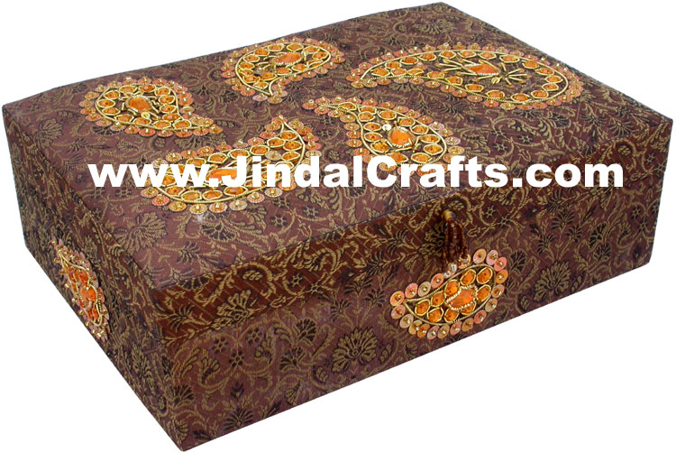 Colourful Hand Embroidered Designer Jewellery Box Indian Handicrafts Gifts Craft