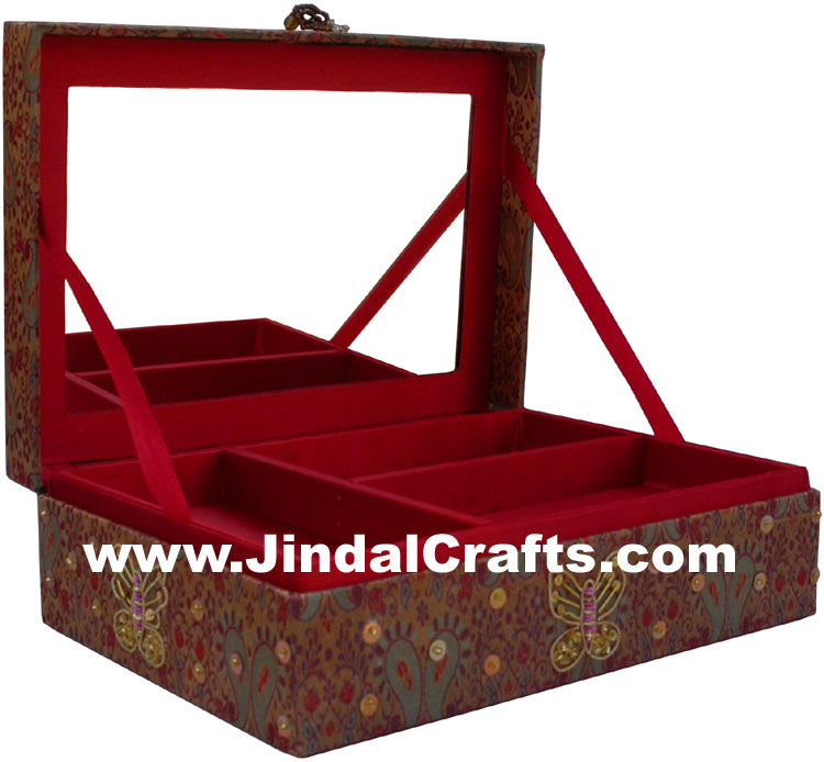 Colourful Hand Embroidered Designer Zari Jewellery Box Indian Handicrafts