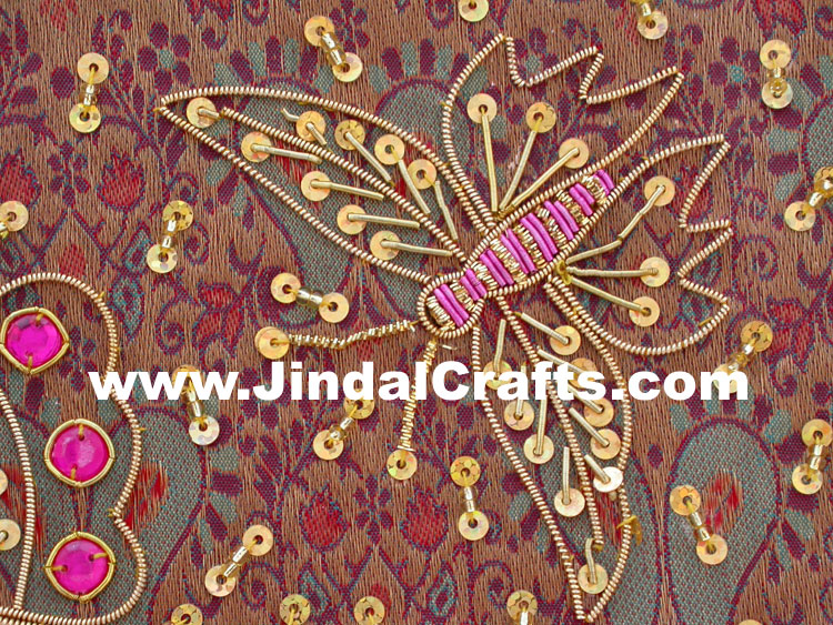 Colourful Hand Embroidered Designer Zari Jewellery Box Indian Handicrafts