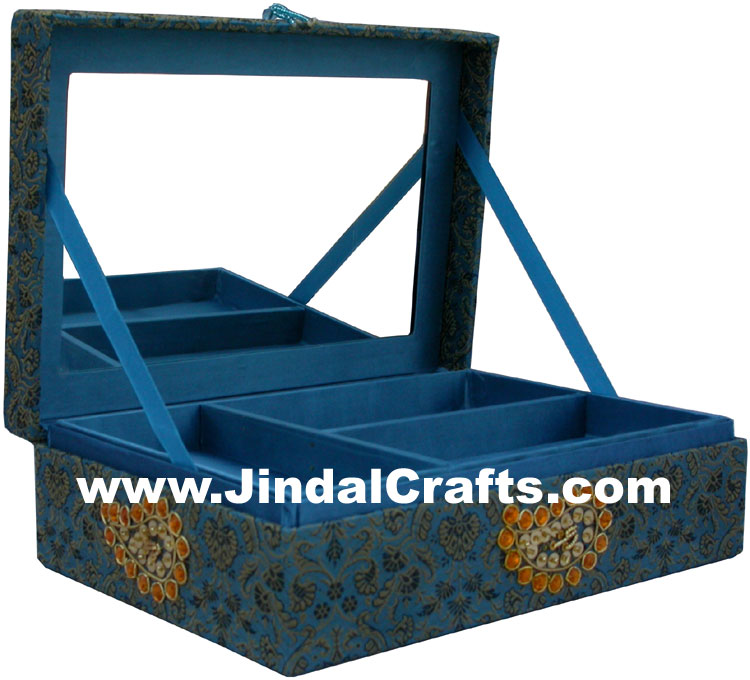 Colourful Hand Embroidered Designer Jewellery Box Indian Handicrafts Jari Gifts