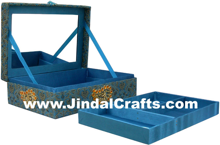 Colourful Hand Embroidered Designer Jewellery Box Indian Handicrafts Jari Gifts