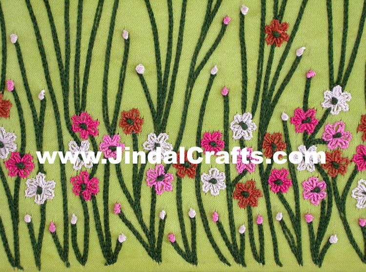 Colourful Hand Embroidered Designer Jewellery Box Indian Handicrafts Gift Flower