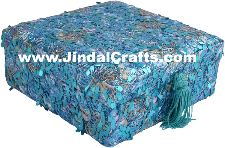 Colourful Hand Embroidered Designer Jewelry Box Indian Handicrafts Gift Souvenir