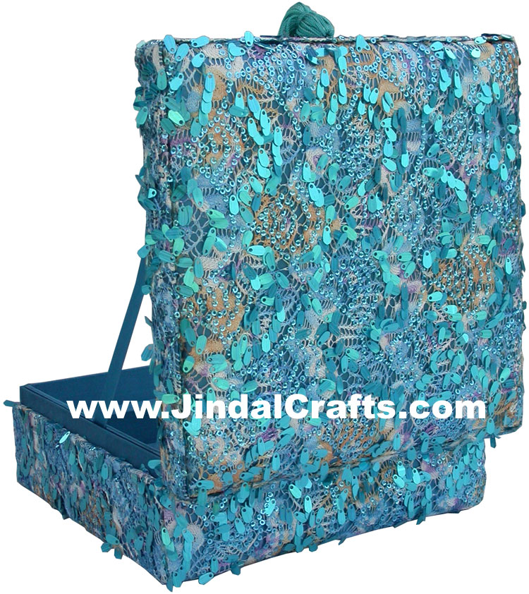 Colourful Hand Embroidered Designer Jewelry Box Indian Handicrafts Gift Souvenir