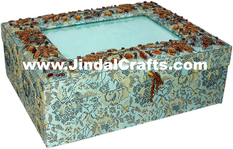 Colourful Hand Embroidered Designer Jewellery Box Photo Frame Indian Handicrafts