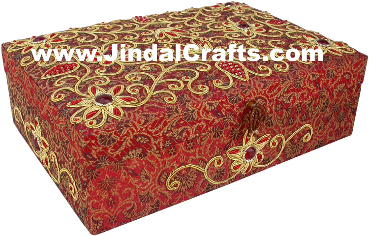 Colourful Hand Embroidered Designer Premium Jewellery Box Indian Handicrafts Art