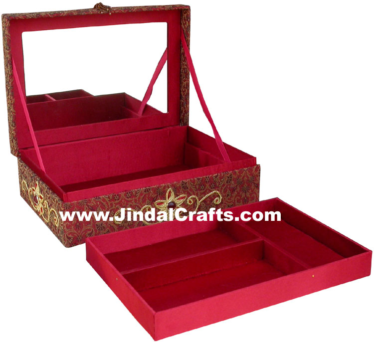 Colourful Hand Embroidered Designer Premium Jewellery Box Indian Handicrafts Art