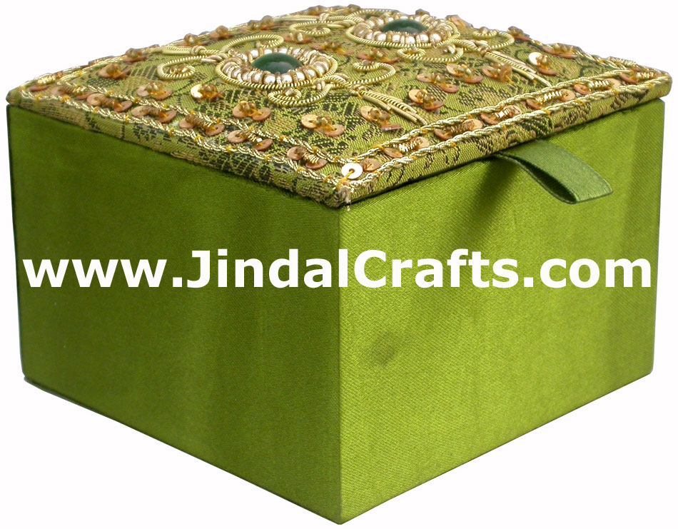 Hand Embroidered Zari Beaded Multi Purpose Gift Box Indian Rich Handicraft Craft