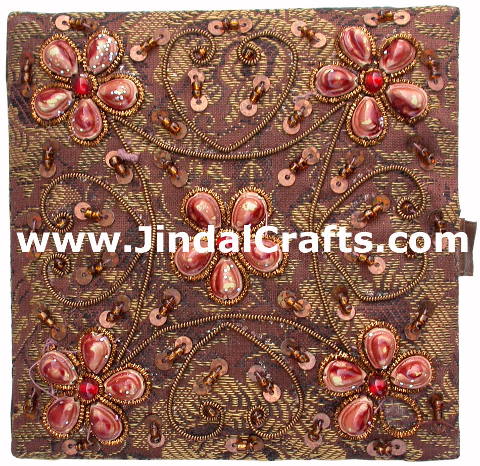 Hand Embroidered Zari Beaded Multi Purpose Gift Box Indian Rich Handicraft Craft