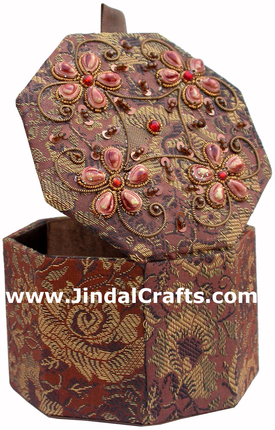 Hand Embroidered Zari Beaded Multi Purpose Gift Box Indian Rich Handicraft Craft