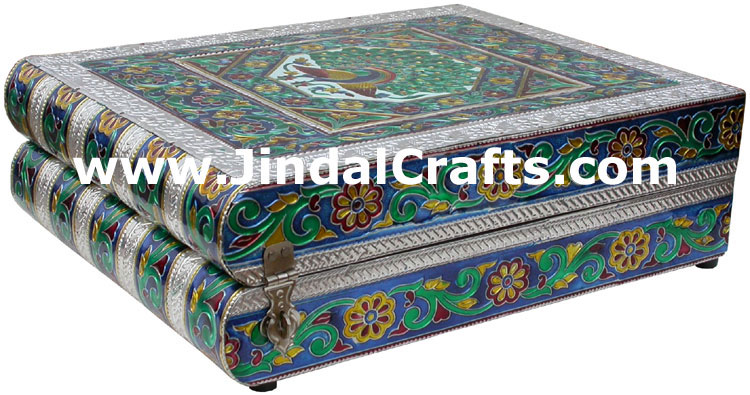 Jewelry Box - Handmade Wood Aluminium Encarved Decor