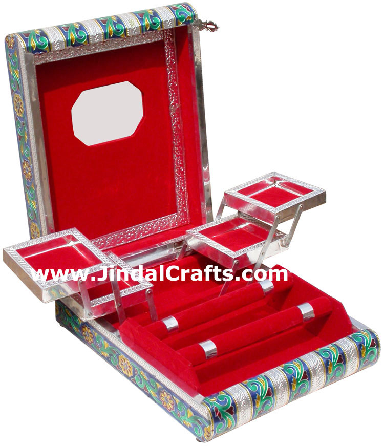 Jewelry Box - Handmade Wood Aluminium Encarved Decor
