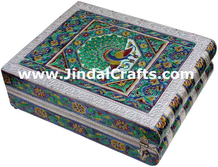 Jewelry Box - Handmade Wood Aluminium Encarved Decor