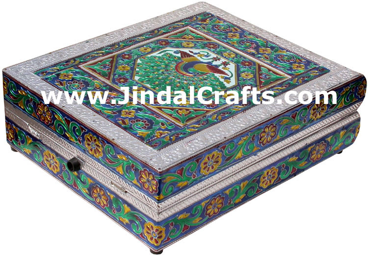Jewelry Box - Handmade Wood Aluminium Encarved Decor