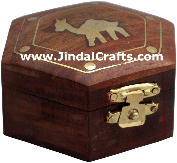 Brass Inlay Wooden Multipurpose Box Hand Crafts India