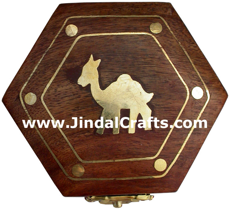 Brass Inlay Wooden Multipurpose Box Hand Crafts India